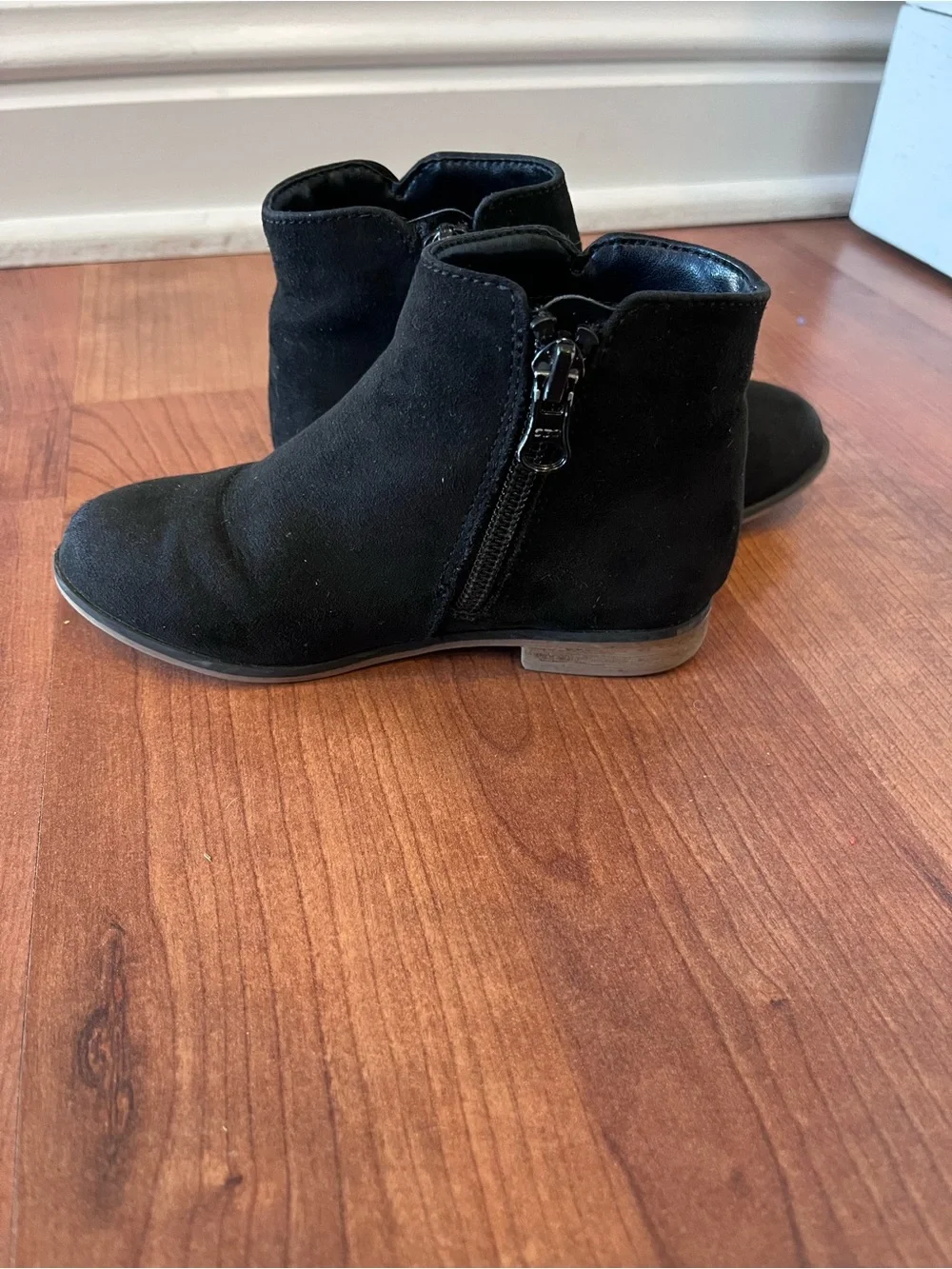 Girls Black Ankle Booties with Side Zipper